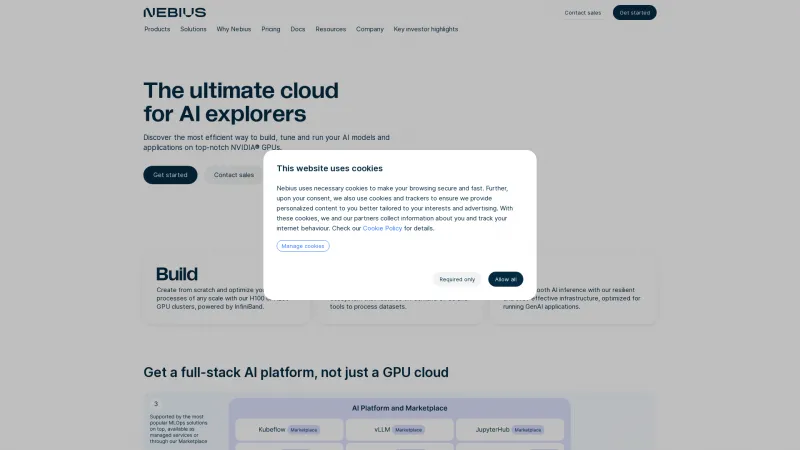 Homepage of Nebius