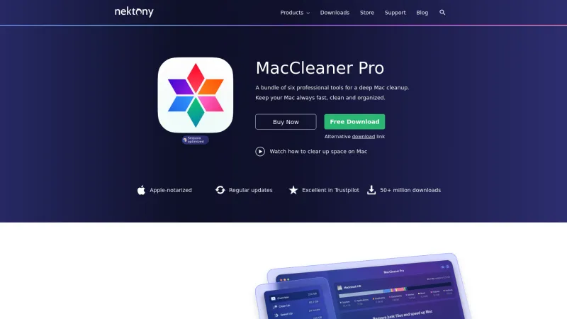 Homepage of MacCleaner Pro