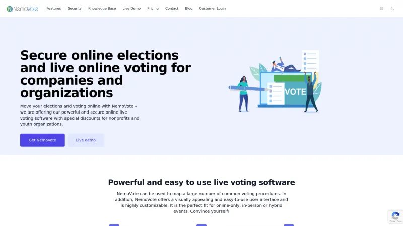 Homepage of NemoVote