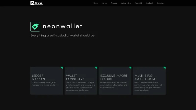 Homepage of NEON Wallet