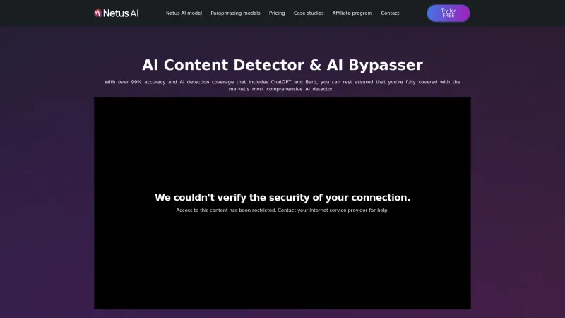 Homepage of Netus AI