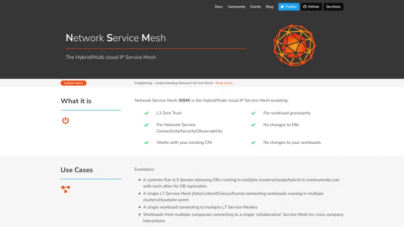 Homepage of Network Service Mesh