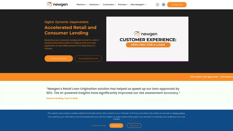 Homepage of Newgen Retail Loan Origination