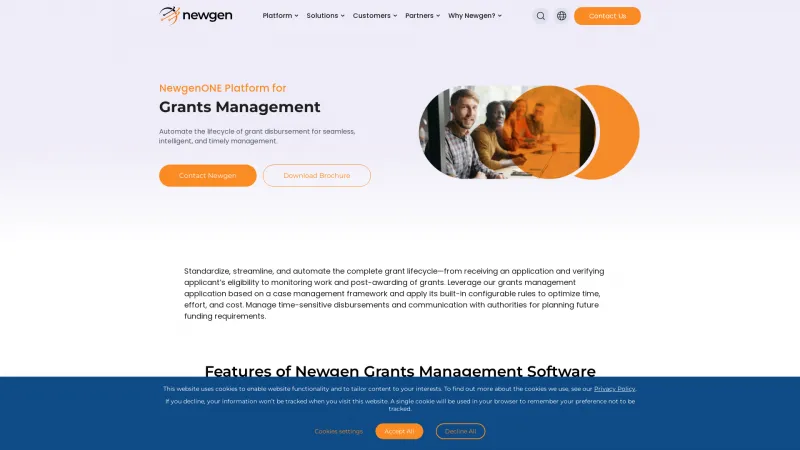 Homepage of Newgen Grants Management