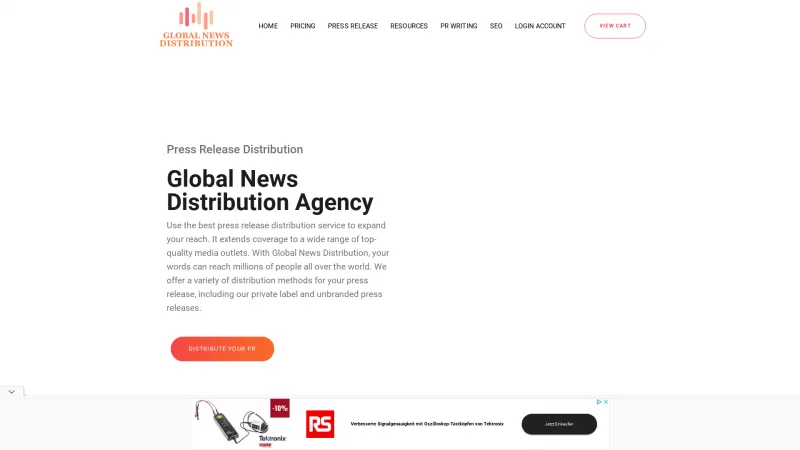 Homepage of Global News Distribution