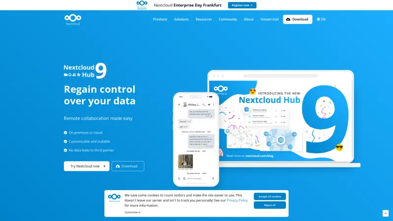 Homepage of Nextcloud