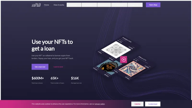 Homepage of NFTfi