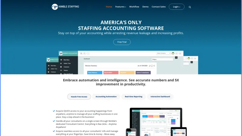 Homepage of Nimble Staffing