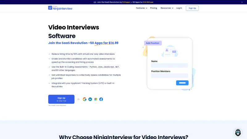 Homepage of NinjaInterview