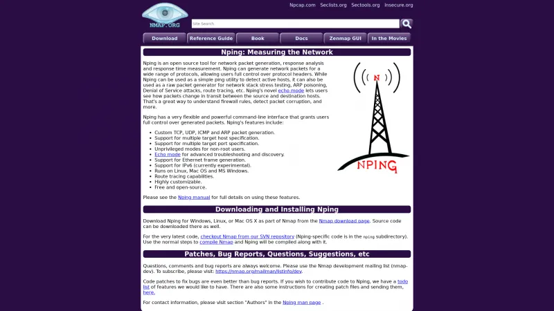 Homepage of Nping