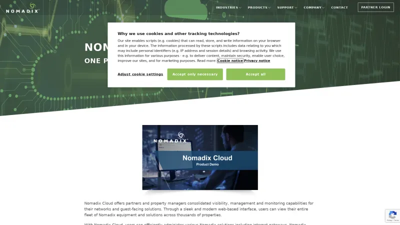 Homepage of Nomadix Cloud