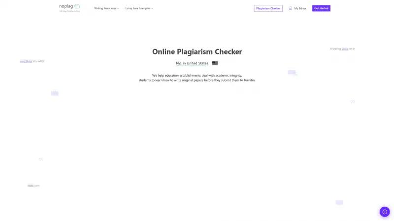 Homepage of Noplag