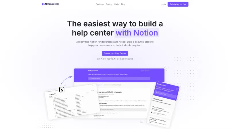 Homepage of Notiondesk