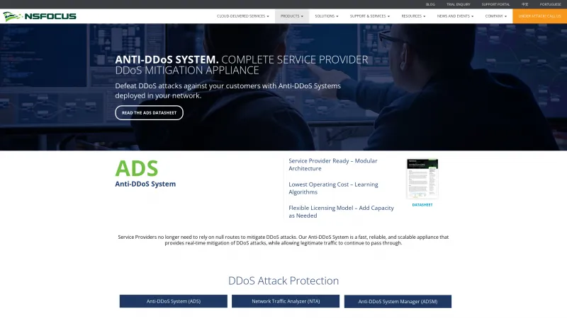 Homepage of NSFOCUS ADS