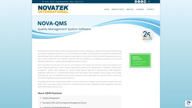 Homepage of Nova-QMS