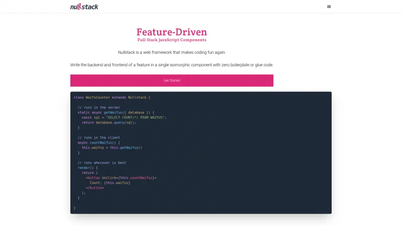 Homepage of Nullstack