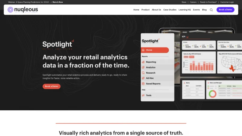 Homepage of Spotlight Retail Analytics