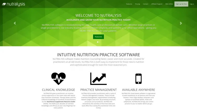 Homepage of NUTRALYSIS