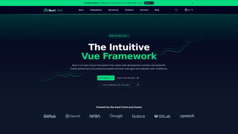 Homepage of Nuxt