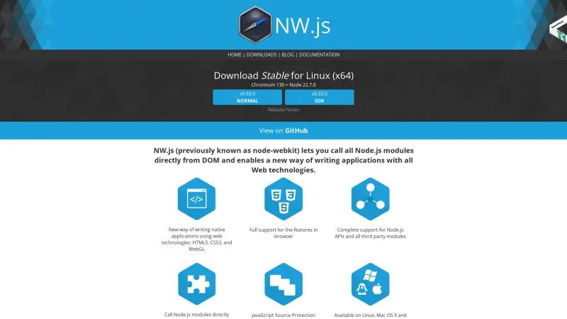 Homepage of NW.js