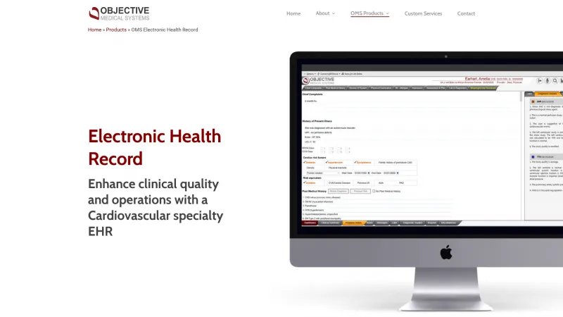 Homepage of OMS EHR