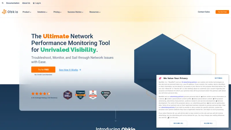 Homepage of Obkio