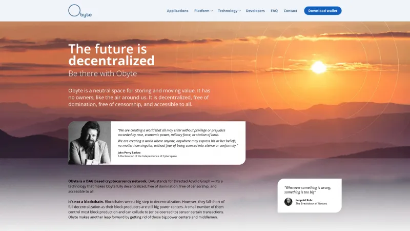 Homepage of Obyte