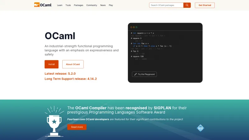 Homepage of OCaml