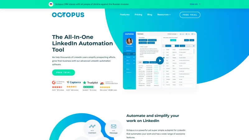 Homepage of Octopus CRM