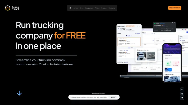 Homepage of Oculus Freight