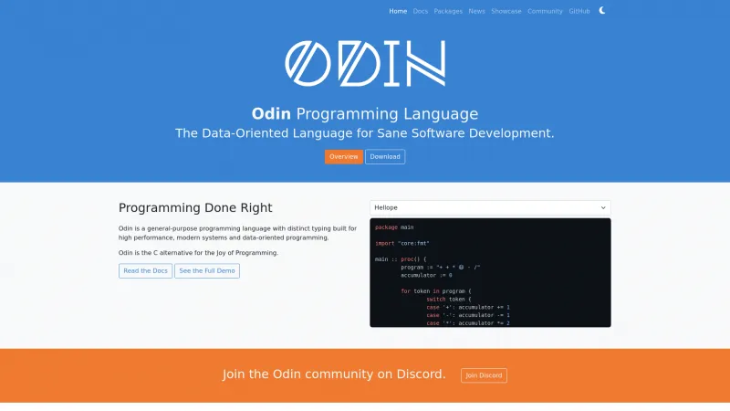 Homepage of Odin