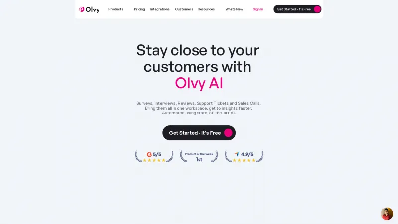 Homepage of Olvy