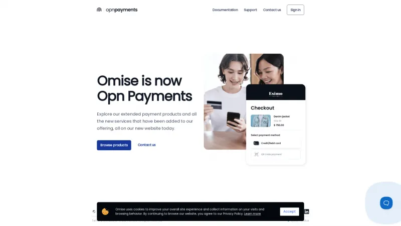 Homepage of Omise