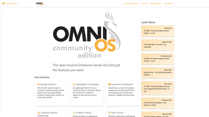 Homepage of OmniOS