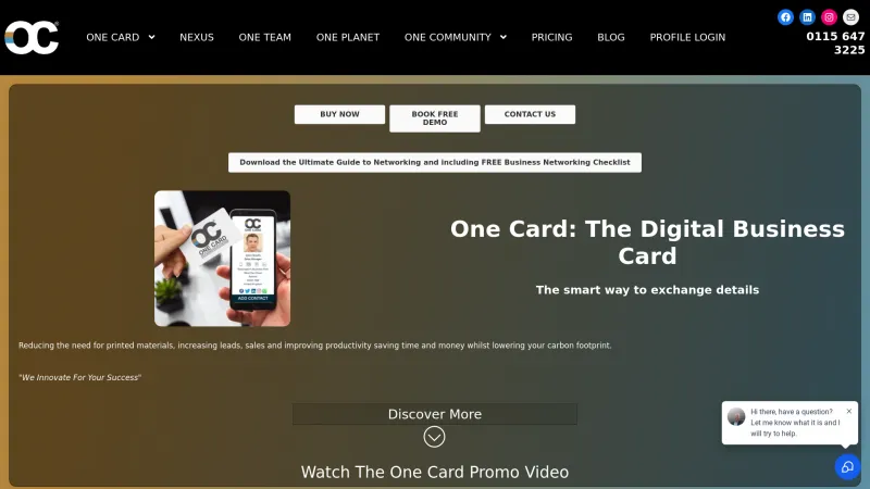 Homepage of One Card