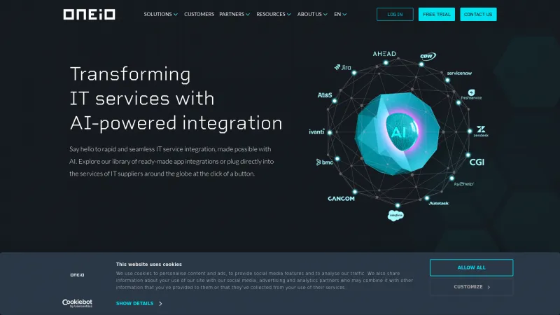 Homepage of ONEiO