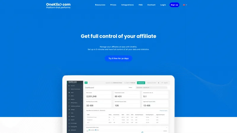 Homepage of Oneklix