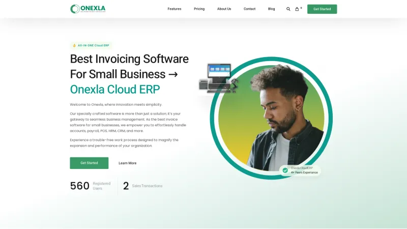 Homepage of Onexla