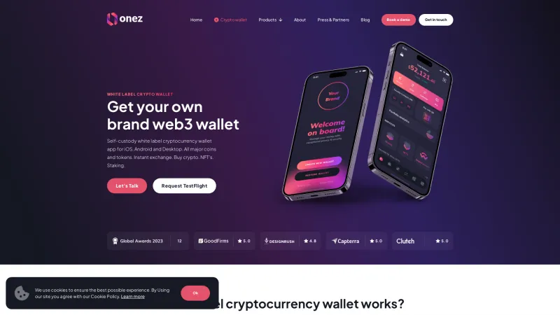 Homepage of Onez White Label Wallet