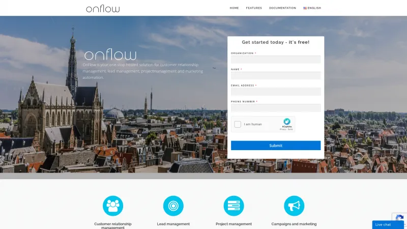 Homepage of OnFlow