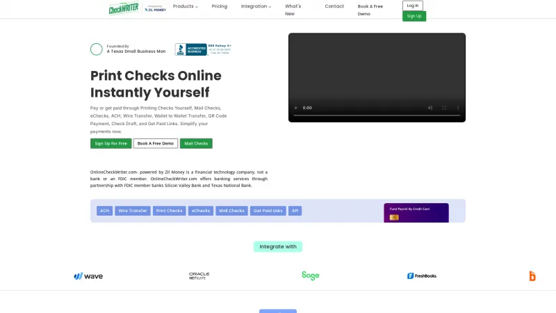 Homepage of Online Check Writer