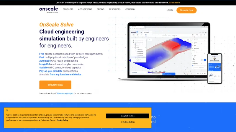 Homepage of OnScale Solve