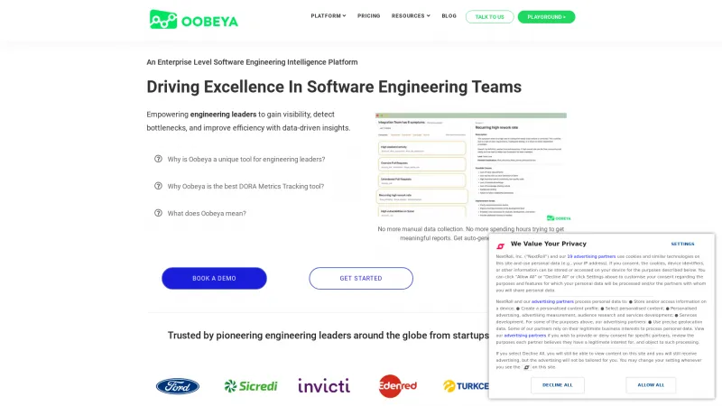 Homepage of Oobeya