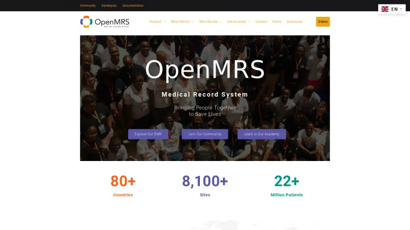 Homepage of OpenMRS