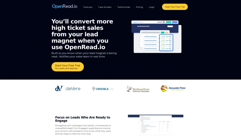 Homepage of OpenRead.io