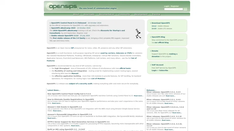 Homepage of OpenSIPS