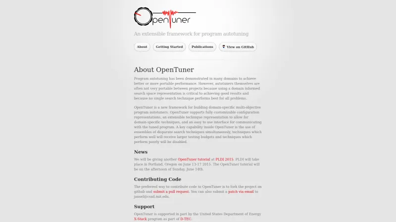 Homepage of OpenTuner