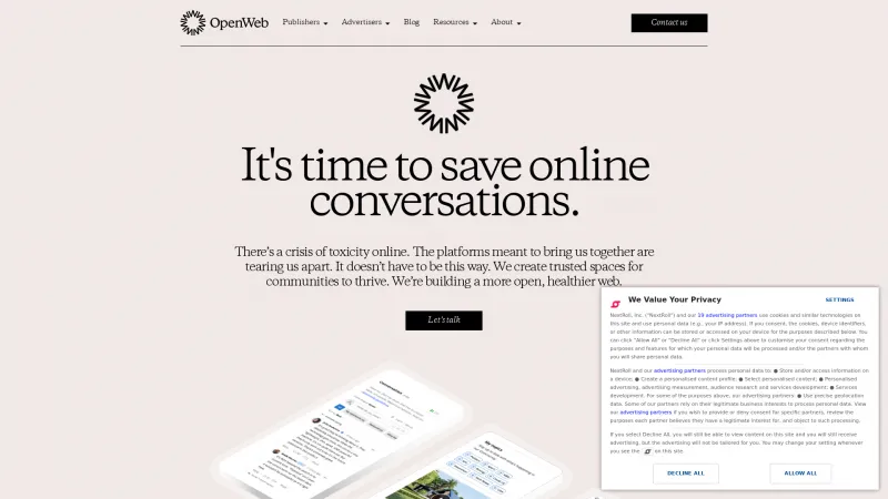 Homepage of OpenWeb