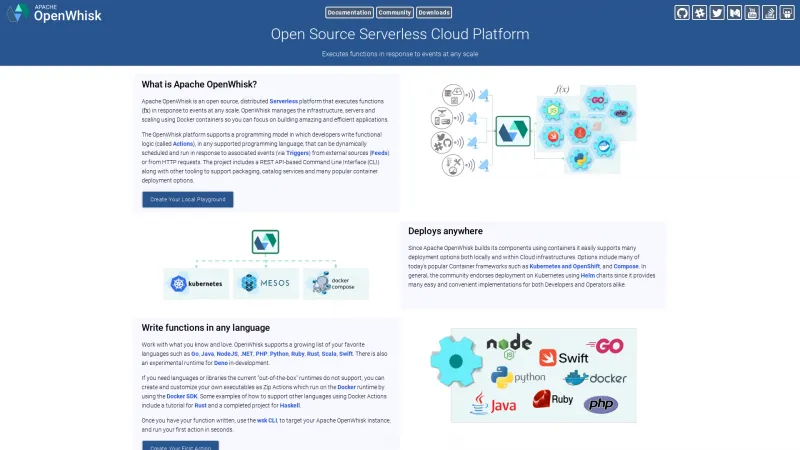 Homepage of Apache OpenWhisk