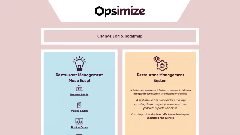 Homepage of Opsimize